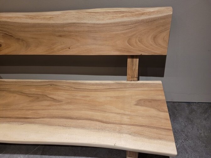 Baumstamm-Bank mit Rückenlehne, 240 cm