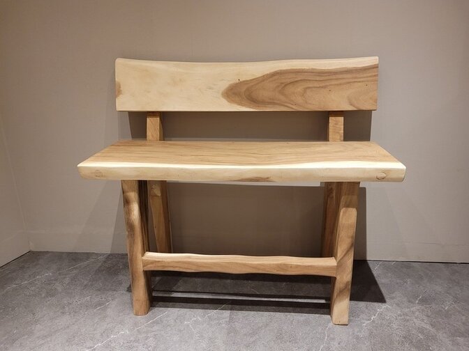 Baumstamm-Bar-Bank mit Rückenlehne 130 cm