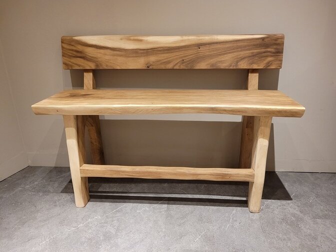 Baumstamm-Bar-Bank mit Rückenlehne 160 cm