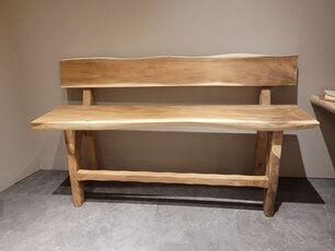 Baumstamm-Bar-Bank mit Rückenlehne 200 cm