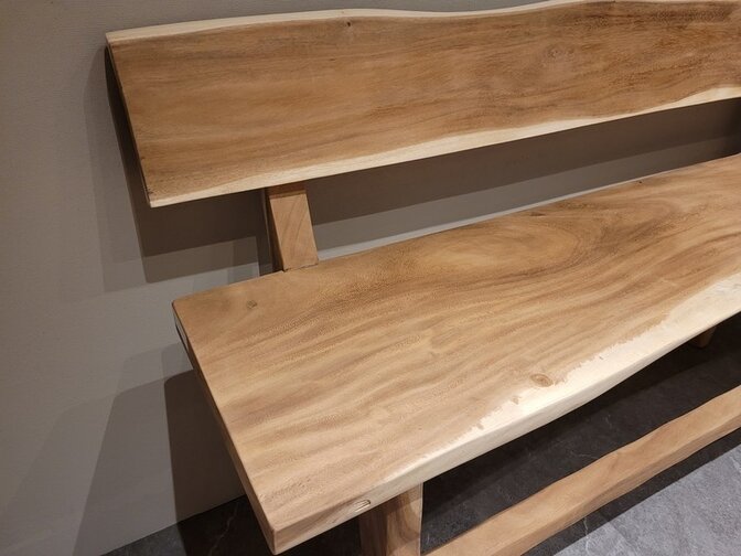 Baumstamm-Bar-Bank mit Rückenlehne 200 cm