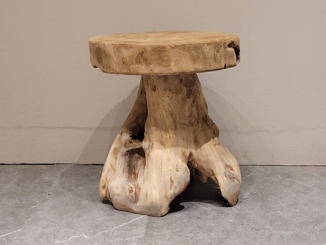 Teak-Hocker aus Wurzelholz 45 cm