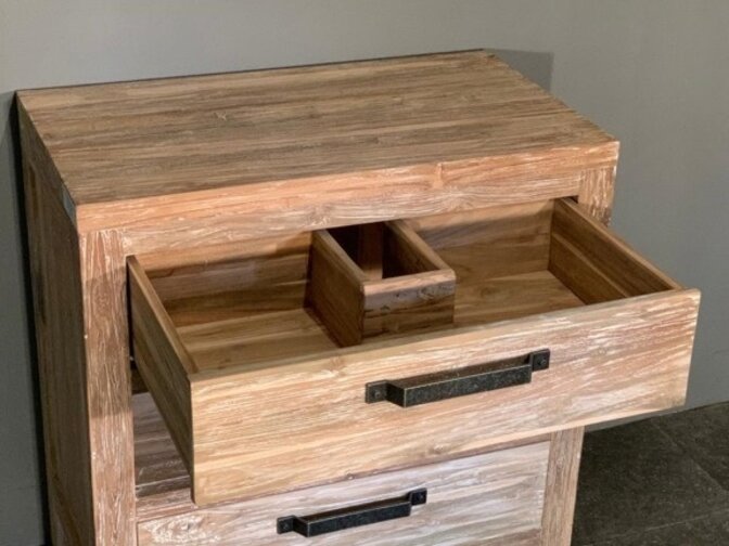 Badezimmerschrank Teak 80 x 45 x 85 cm – White Wash