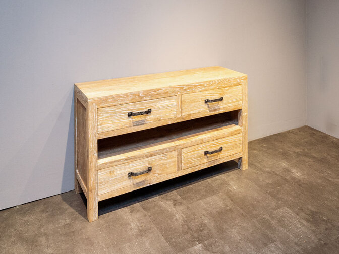 Waschtischschrank Teak 140 x 45 x 85 cm – White Wash