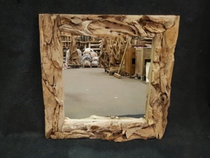Rustikaler quadratischer Spiegel 80x80 cm