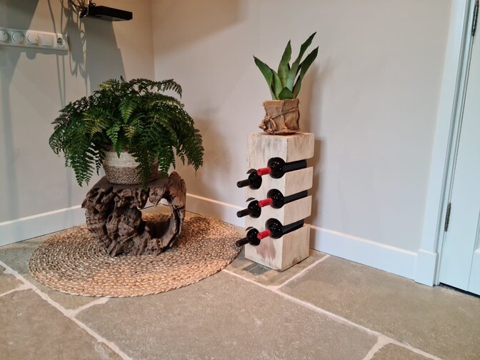 Rechteckiges Weinregal aus Holz für 6 Flaschen