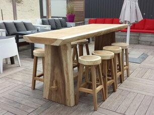 Bartisch aus Baumstamm 80x240cm