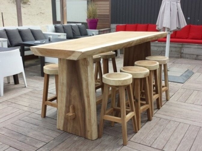 Bartisch aus Baumstamm 80x240cm