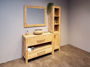 Badmöbel-Set aus Holz 110 cm With Wash mit Schrank Spiegel und Schüssel
