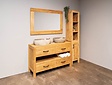 Badmöbel-Set 140 cm Natural inkl. Schrank Spiegel & Waschbecken
