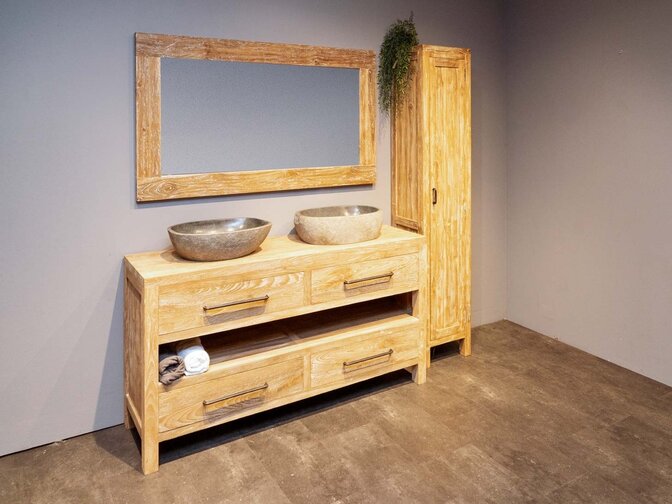 Badmöbel-Set inkl. Schrank White Wash & Waschbecken160 cm