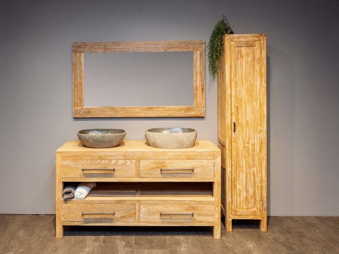 Badmöbel-Set inkl. Schrank White Wash & Waschbecken160 cm