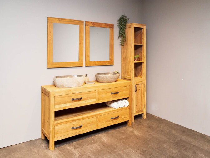 Badmöbel-Set inkl. Schrank White Wash & Waschbecken160 cm