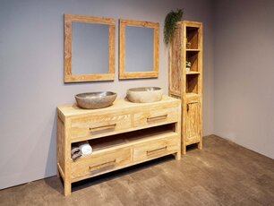 Badmöbel-Set inkl. Schrank White Wash & Waschbecken160 cm