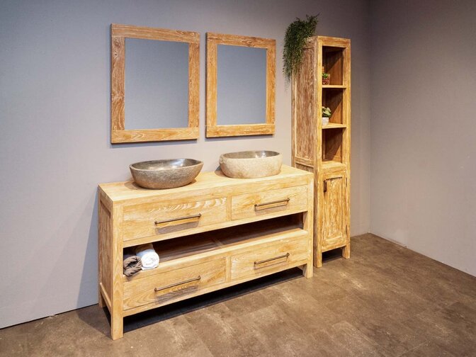 Badmöbel-Set inkl. Schrank White Wash & Waschbecken160 cm