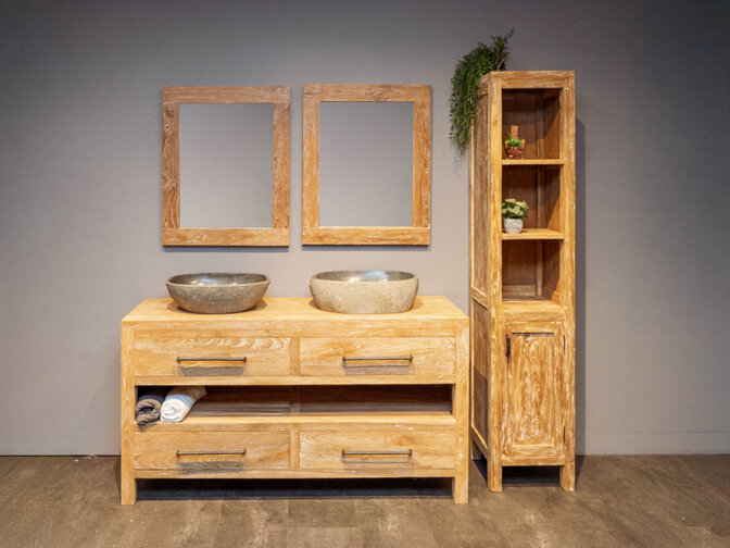 Badmöbel-Set inkl. Schrank White Wash & Waschbecken160 cm