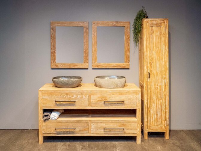 Badmöbel-Set inkl. Schrank White Wash & Waschbecken160 cm