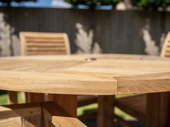 Teak-Gartenmöbelgarnitur Toscane 115 mit 4 Klappstühlen Alba