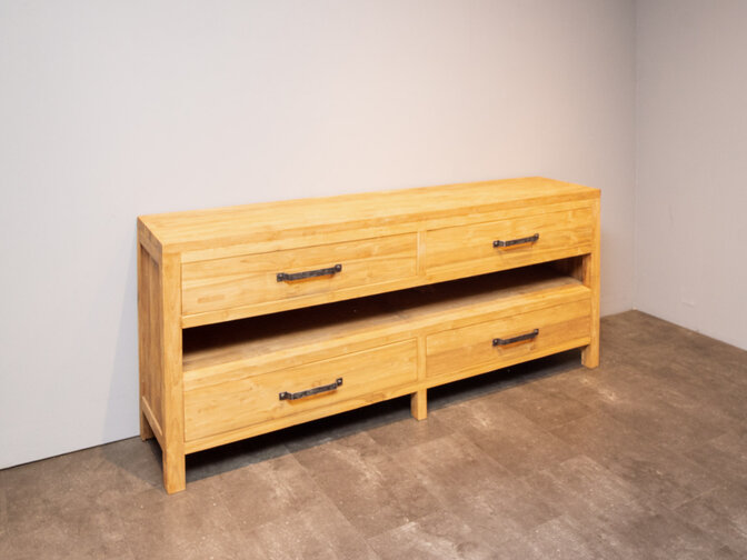 Teak-Badezimmerschrank 200x45x85 cm – naturbelassen