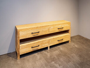 Teak-Badezimmerschrank 200x45x85 cm – White Wash