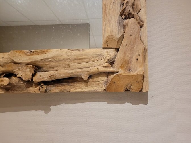 Rustikaler rechteckiger Spiegel aus Wurzelholz – 70 × 140 cm