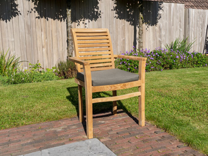 Teak-Gartenset Toscane 155 mit 6 stapelbaren Stühlen