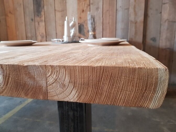 Tischplatte aus Teak-Baumstamm 80x160cm für den Innenbereich