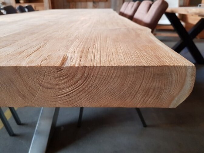 Teak-Baumstamm-Tischplatte 100x280 cm Outdoor