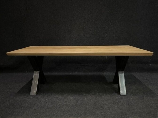 Teak-Baumstamm-Tischplatte 100x280 cm Outdoor