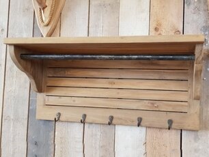 Wandgarderobe aus Teakholz 37 x 45 x 100 cm – Natural