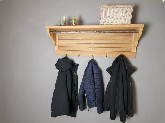 Teak-Wandgarderobe 130 cm - Natur