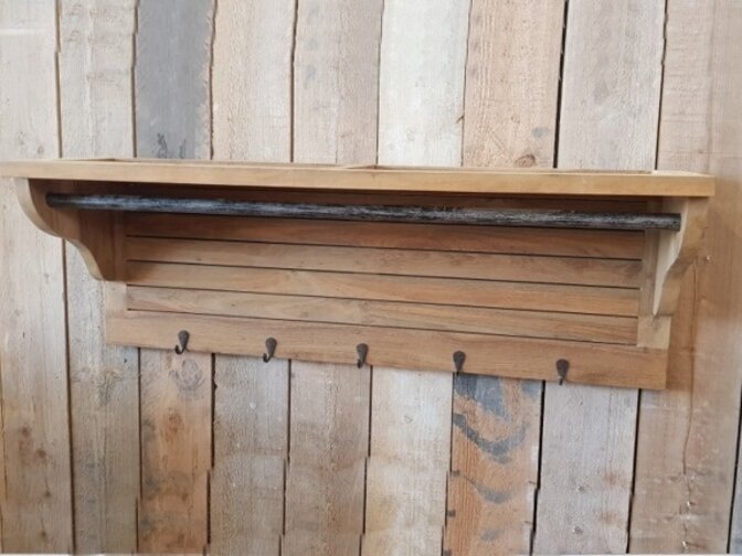 Teak-Wandgarderobe 130 cm - Natur