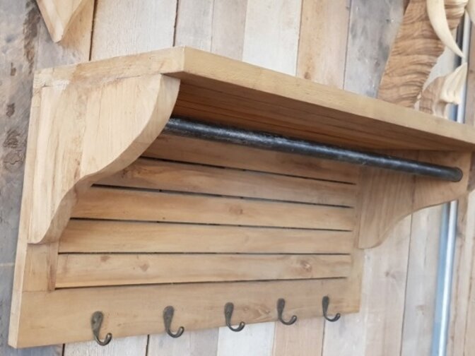 Teak-Wandgarderobe 130 cm - Natur