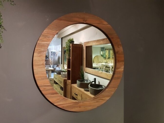 Runder Spiegel 80 x 9 cm Natur - Teak
