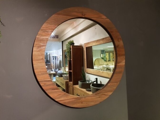 Runder Spiegel 90 x 9 cm Natur - Teak