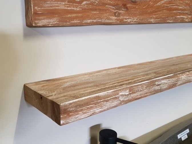 Teak-Regal 210x15x3,5 cm - White Wash