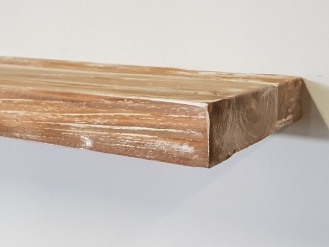 Teak-Regal 210x15x3,5 cm - White Wash