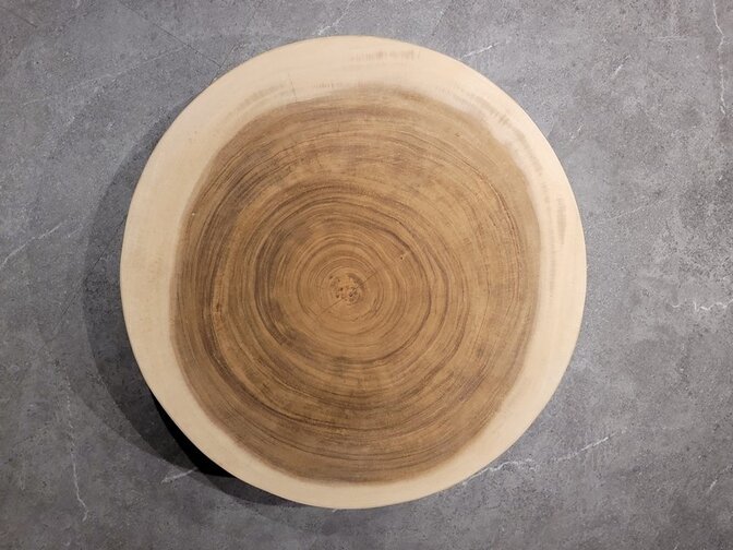 Runde Baumstamm-Tischplatte Ø70x5 cm - Suar