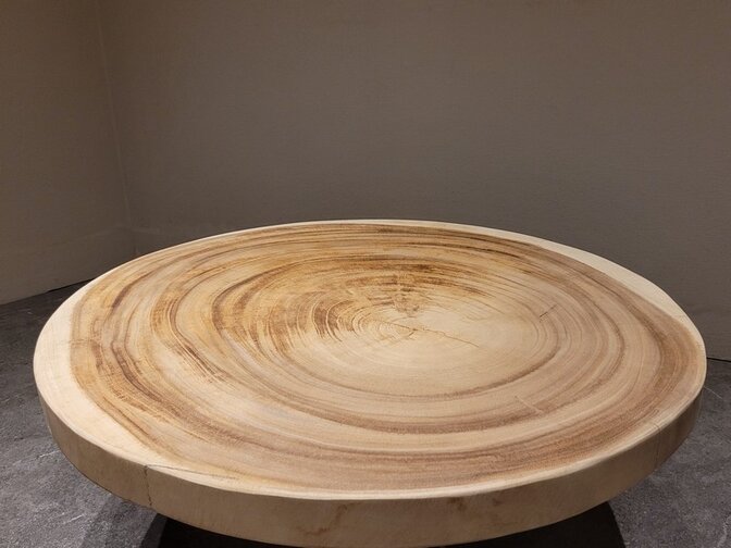 Runde Baumstamm-Tischplatte Ø70x5 cm - Suar