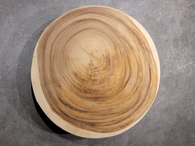 Runde Baumstamm-Tischplatte Ø 80x5 cm - Suar