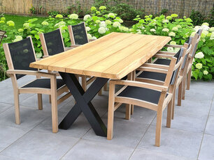 Teak-Baumstamm-Tischplatte für Outdoor 100x280x6cm