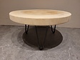 Runder Couchtisch mit Hairpins & Baumstamm-Tischplatte 60 x 41 cm