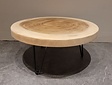 Runder Couchtisch mit Hairpins & Baumstamm-Tischplatte 70 x 31 cm