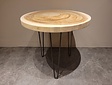 Runder Couchtisch mit Hairpins & Baumstamm-Tischplatte 80x75 cm