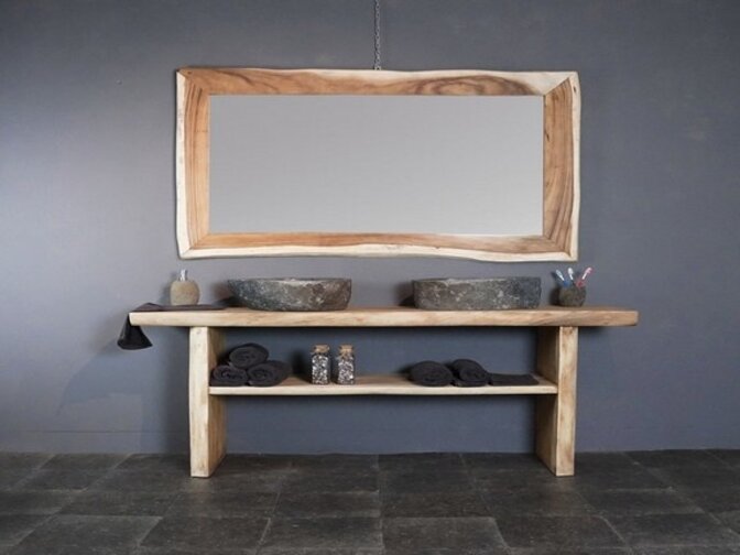 Suar Badezimmermöbel-Set 180 cm inkl. Spiegel & Waschbecken