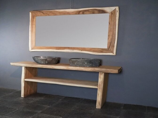 Suar Badezimmermöbel-Set 180 cm inkl. Spiegel & Waschbecken