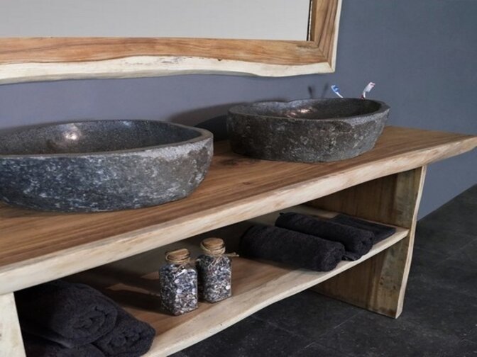 Suar Badezimmermöbel-Set 180 cm inkl. Spiegel & Waschbecken