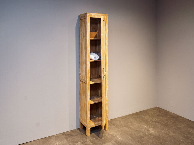 Badschrank 40x32x200cm - White Wash - 1 Tür