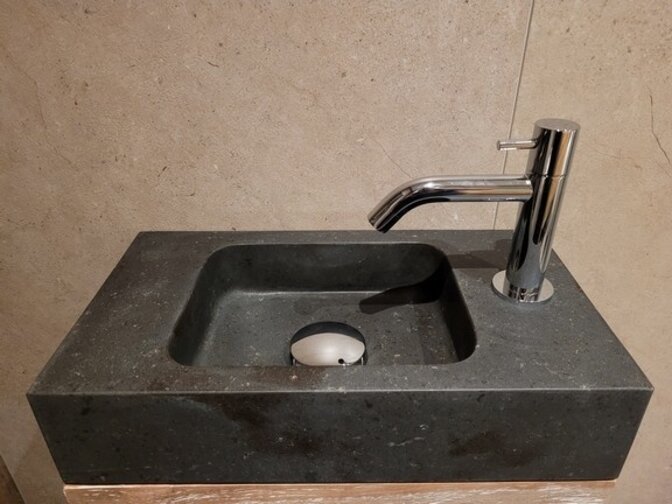 Waschbeckenunterschrank aus Teakholz mit Waschbecken komplett – Natur