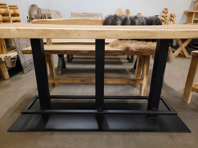 Stehtischbein mit Fußstütze 200x60x100cm - schwarz